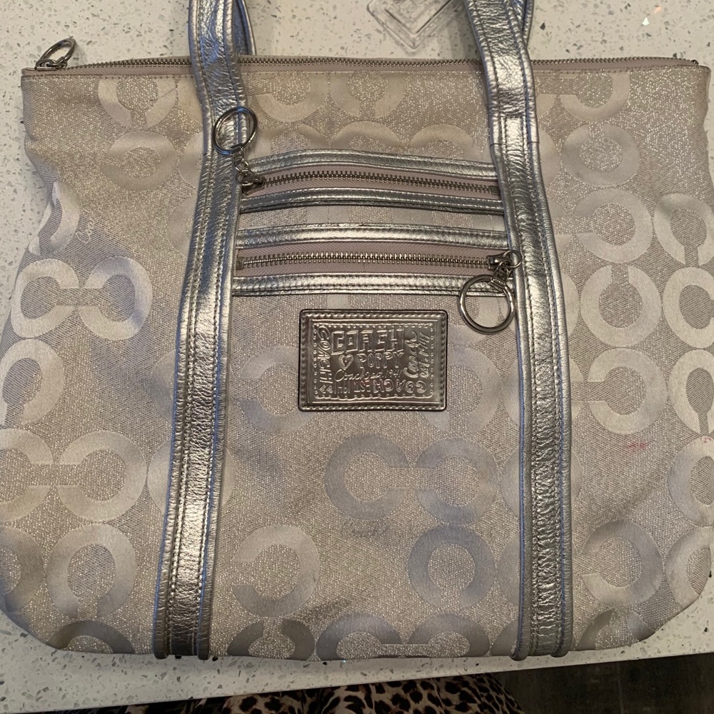 Silver poppy Coach Bag